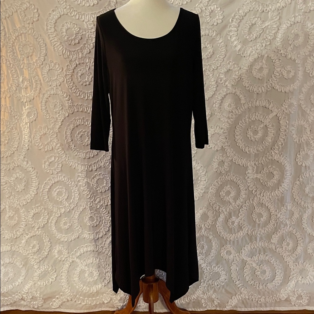 Charlie Paige Plus Classic Black Midi Dress Slinky soft Classy Look Curvy